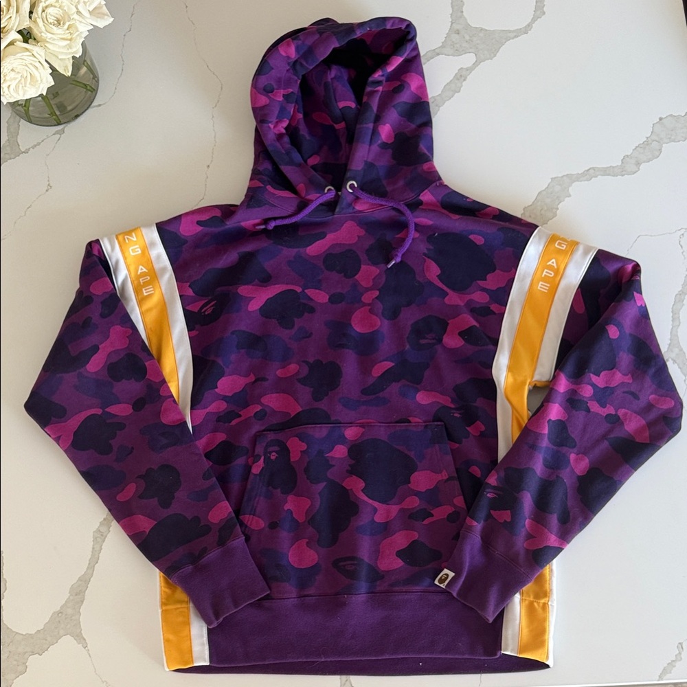 The Bathing Ape camo hoodie size large Lakers colors NWOT